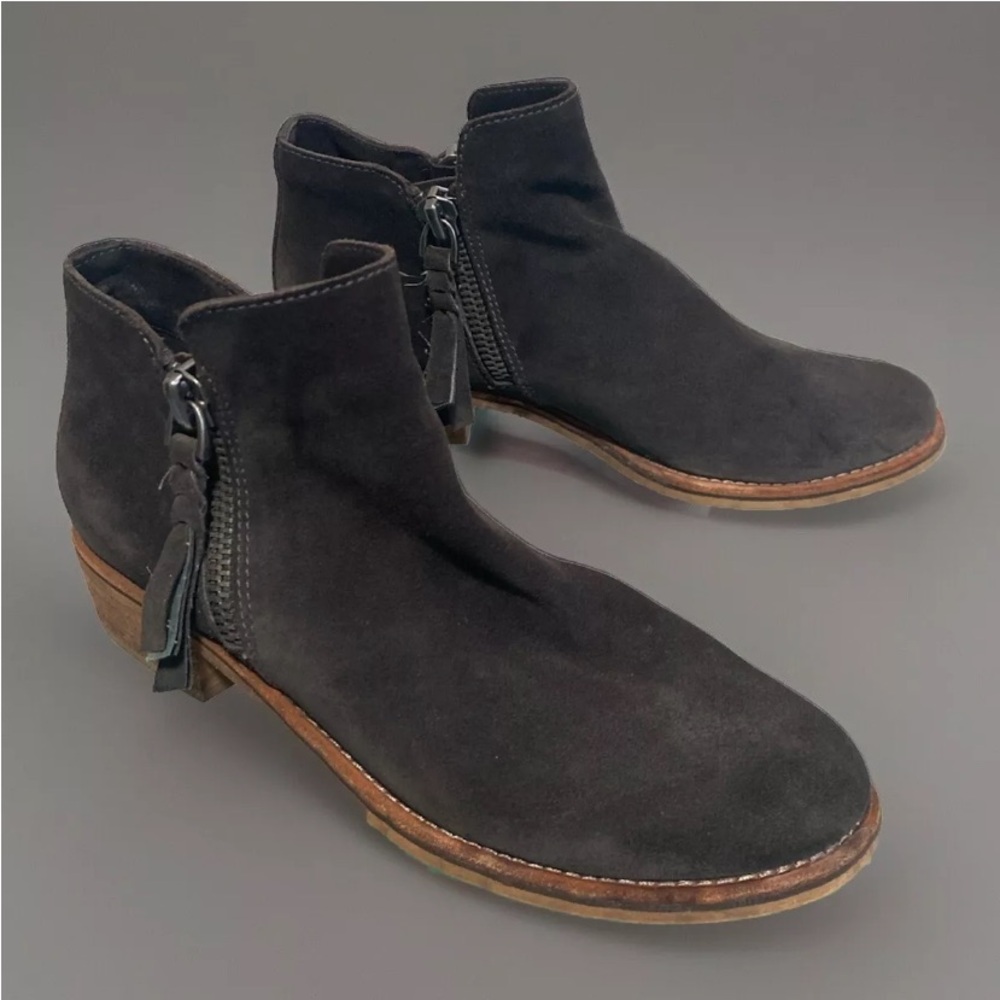 Dolce Vita Women's Sutton Boots Size 8.5 Gray Suede Double Zip Low Block Heel